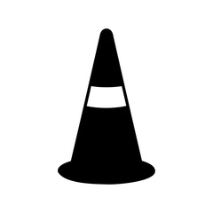 Simple black traffic cone icon with white stripe graphic Vector