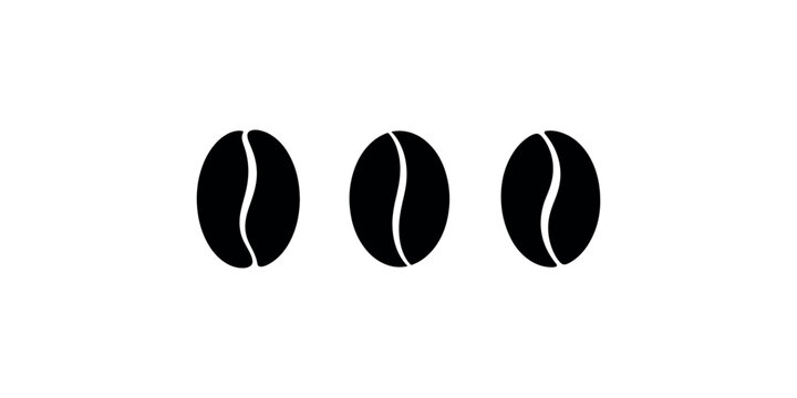 Three solid black silhouette icons showing coffee beans side by side illustrating rich roasted beverage ingredients