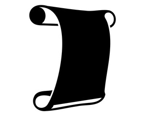 Old unrolled scroll paper document silhouette symbol art Vector