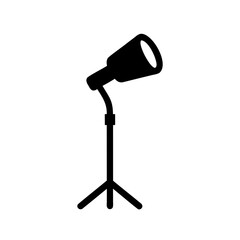 Spotlight icon on stand, stage light symbol illustration Vector