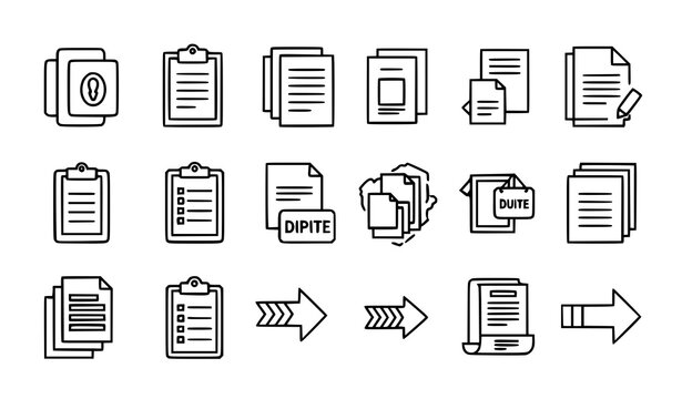 Linear copy paste vector icon set UI symbols