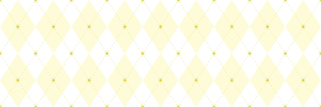 Yellow gold star argyle plaid elegant diamond rhombus seamless pattern banner background