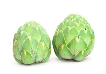 Fototapeta premium two ripe artichokes on white background
