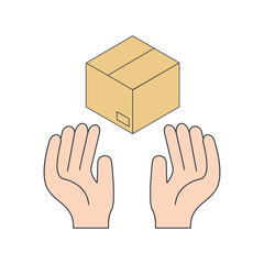 Fragile Handle with Care Symbol with Hands and Floating Box Vector