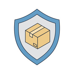 Secure Shipping Concept with Shield and Package Box Vector Icon