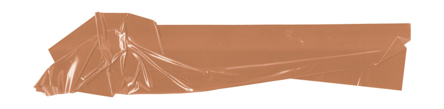 Brown packaging tape pieces isolated on transparent background. Realistic adhesive texture ideal for shipping concepts, collage art, mockups, labels and packaging design.