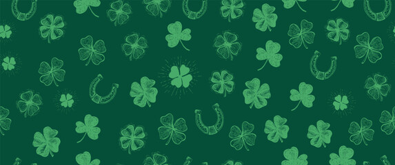 Green Shamrocks and Horseshoes Lucky St. Patrick's Day Design