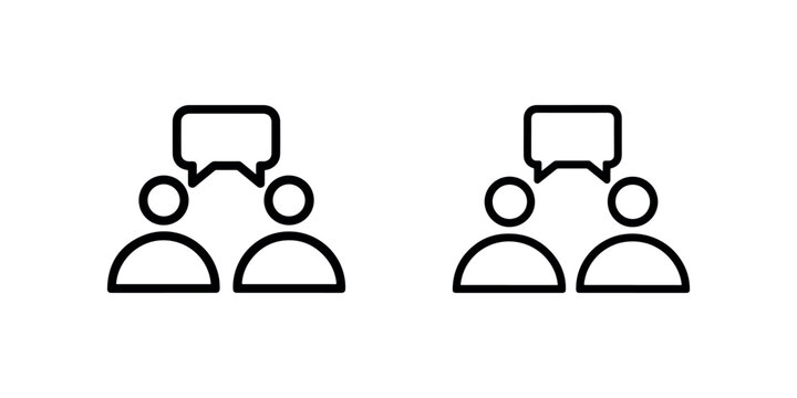 People talk icon with speech bubble representing communication and dialogue between two persons for social media interface or customer service concept