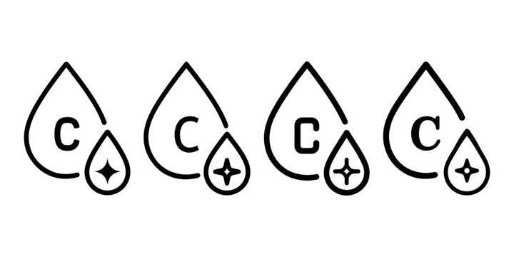 Vitamin c serum icon set, vitamin c for beauty and health, medical and cosmetic ingredient, ascorbic acid, nutrient vector