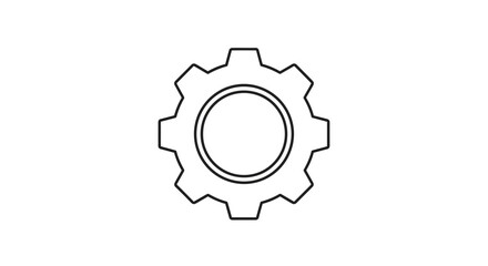 Obraz premium Simple Gear Icon Outline, Cogwheel Symbol, Mechanical Engineering Concept, Isolated Vector Illustration