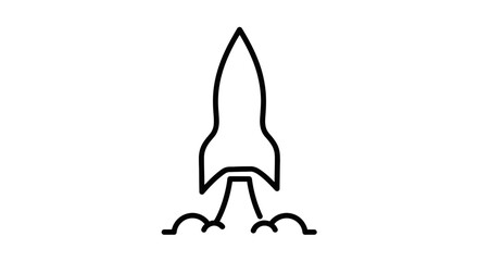 Rocket Launch Icon, Space Exploration, Startup Business Concept, Vector Illustration