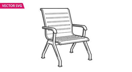 Fototapeta premium Modern Outdoor Armchair Sketch, Minimalist Garden Furniture Design, Vector Illustration