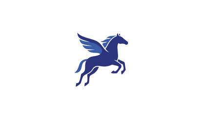 Obraz premium Majestic Blue Pegasus Flying, Mythical Winged Horse, Fantasy Creature, Symbol of Freedom