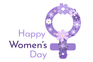 Fototapeta premium Celebrate International Women's Day with floral design and symbol of the female gender, elegant graphic for greeting cards