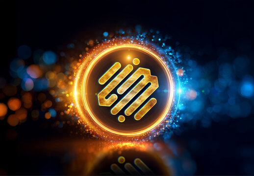 Halos Logo Mockup with Orange and Blue Circular Lights