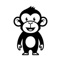 Fototapeta premium A cheerful cartoon monkey standing upright with a friendly expression isolated on white background