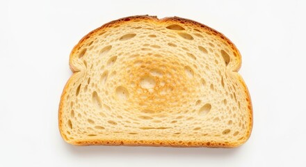 Golden Brown Toasted Slice on Crisp White Surface, Showcasing Perfectly Toasted Edges and Freshness