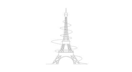 Eiffel Tower minimalist line art, Paris iconic landmark, elegant single line drawing