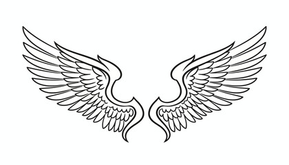 Obraz premium Elegant Angel Wings Outline Illustration, Symbol of Freedom and Protection