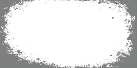 An abstract black ink grunge frame with a vintage splattered texture and dark paint spray patterns on a circular vector banner design