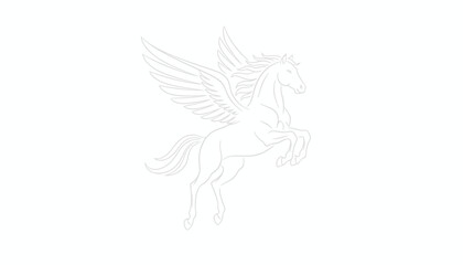 Obraz premium Elegant Pegasus Horse Outline Drawing, Mythical Creature, White Background