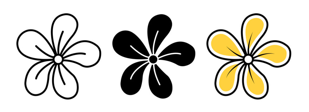 Araliya flower icons pack. vector illustrations designs