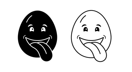 Obraz premium Two cartoon characters with tongues out, black and white, fun, illustration, design Vector