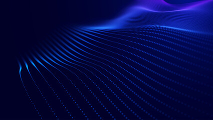 Plakat Abstract Wave Patterns in Technology Data - A Flowing Blue Line Integrating Particle Visualization and 3D Interaction