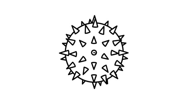 Abstract virus or microbe illustration, stylized representation of a germ with spikes