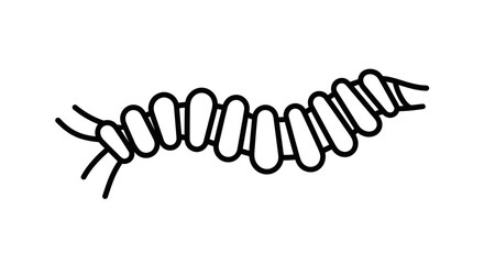 Fototapeta premium Abstract Black and White Wavy Line Art Illustration of a Segmented Worm or Caterpillar