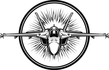 Fighter jet silhouette, military aircraft illustration, aviation speed burst, cockpit detail, wings and tail fins, sonic boom effect, aviation artwork © MdMasud