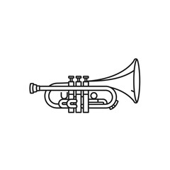 Obraz premium Simple black and white illustration of a trumpet musical instrument.