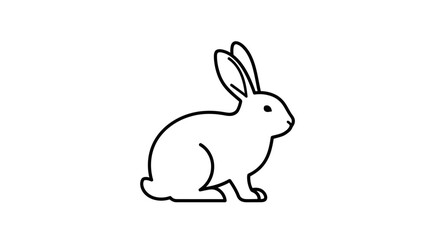 Obraz premium Simple Line Art Illustration of a Cute Rabbit, Minimalist Icon, White Background