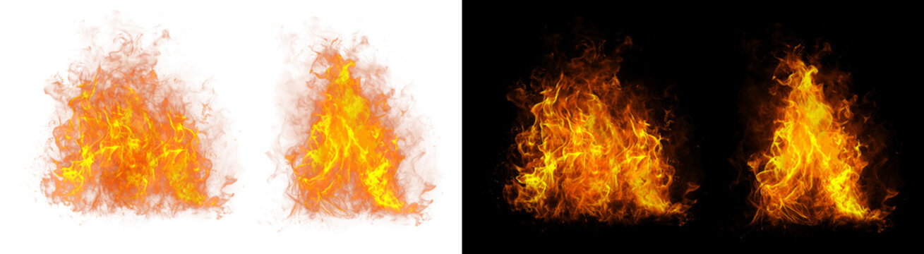 PNG image of&nbsp;Realistic digital simulation of intense orange and yellow flames rising vividly from the ground on transparent background