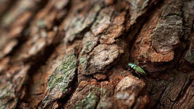 Emerald Ash Borer on Tree Bark