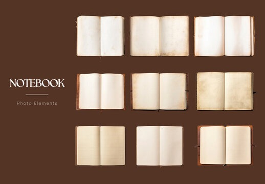 Vintage Open Notebooks Element Design Set