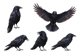 Fototapeta premium Watercolor Crow Illustration