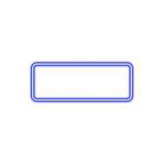 Neon Blue Horizontal Rounded Rectangle Glow Border Isolated on Transparent Background