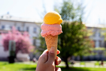 Woman Hand Holding an Ice Cream Cone