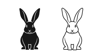 Obraz premium Black and white rabbit illustration, vector art, cartoon rabbit design Vector
