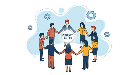 Fototapeta premium Business Team Holding Company Values Sign Together.