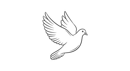 Fototapeta premium Dove flying, symbol of peace, freedom, hope, and spirituality, line art illustration