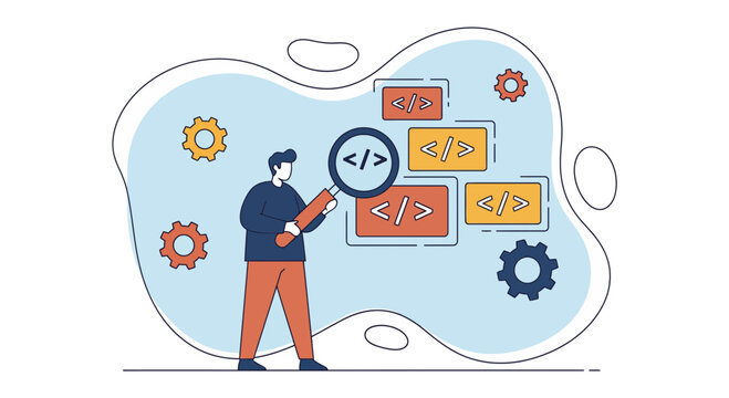 Male Programmer Coding Software Development Project.