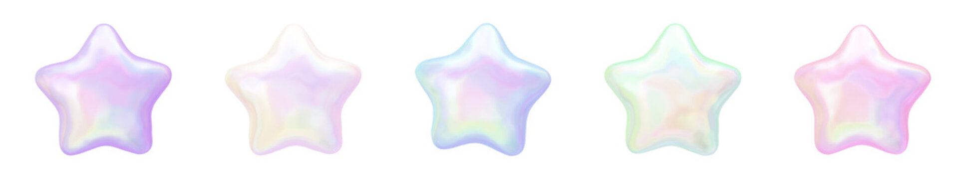 ゆめかわホログラム3Dアイコンセット｜ぷっくりスター透過素材