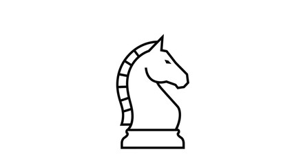 Simple line drawing of a chess knight facing right on a white background © Imdadul_Studio