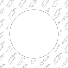 Obraz premium Hand drawn chili pepper circle frame, hot chili frame vintage background