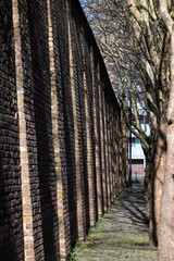 Old brick wall, London, Tower Hamlets, E14, England, UK
