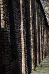 Old brick wall, London, Tower Hamlets, E14, England, UK