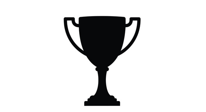 A silhouette of a classic gold trophy with handles symbolizing victory and achievement