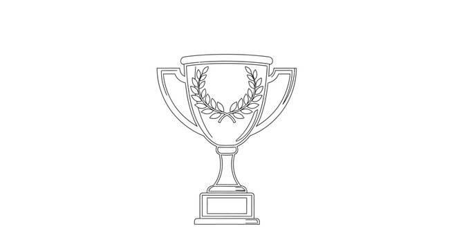 Simple line drawing of a golden trophy with laurel wreath details